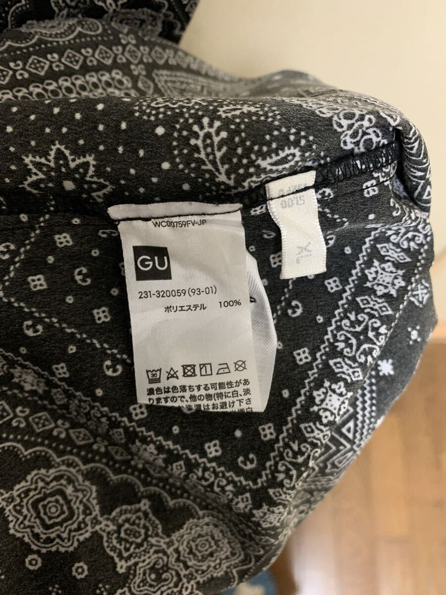 【送料込】ジーユー GU バンダナプリントワンピース 7分袖 黒 ブラック サイズ XL ロングワンピース ペイズリー_画像4