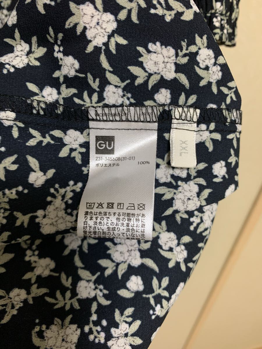 【送料込】ジーユー GU フラワープリントボリュームスリーブワンピース 長袖 ブラック 黒 サイズ XXL ロングワンピース 花柄_画像5