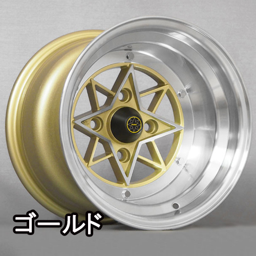 (復刻ホイール) スターシャーク 14x10.0 -39 114.3 4H (ゴールド)_画像1