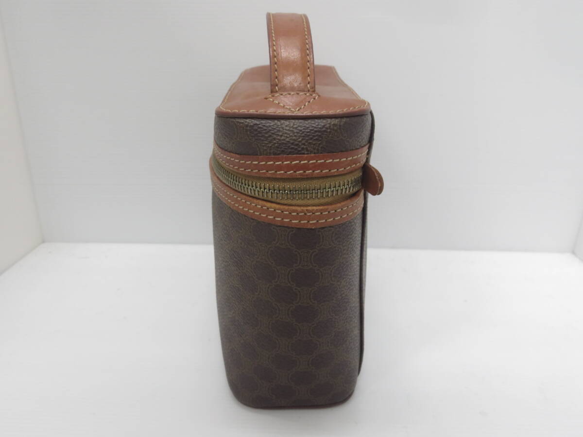 sb87) CELINE MC96 セリーヌ マカダム柄 バニティ メイクポーチ ハンドバッグ コスメ_画像3