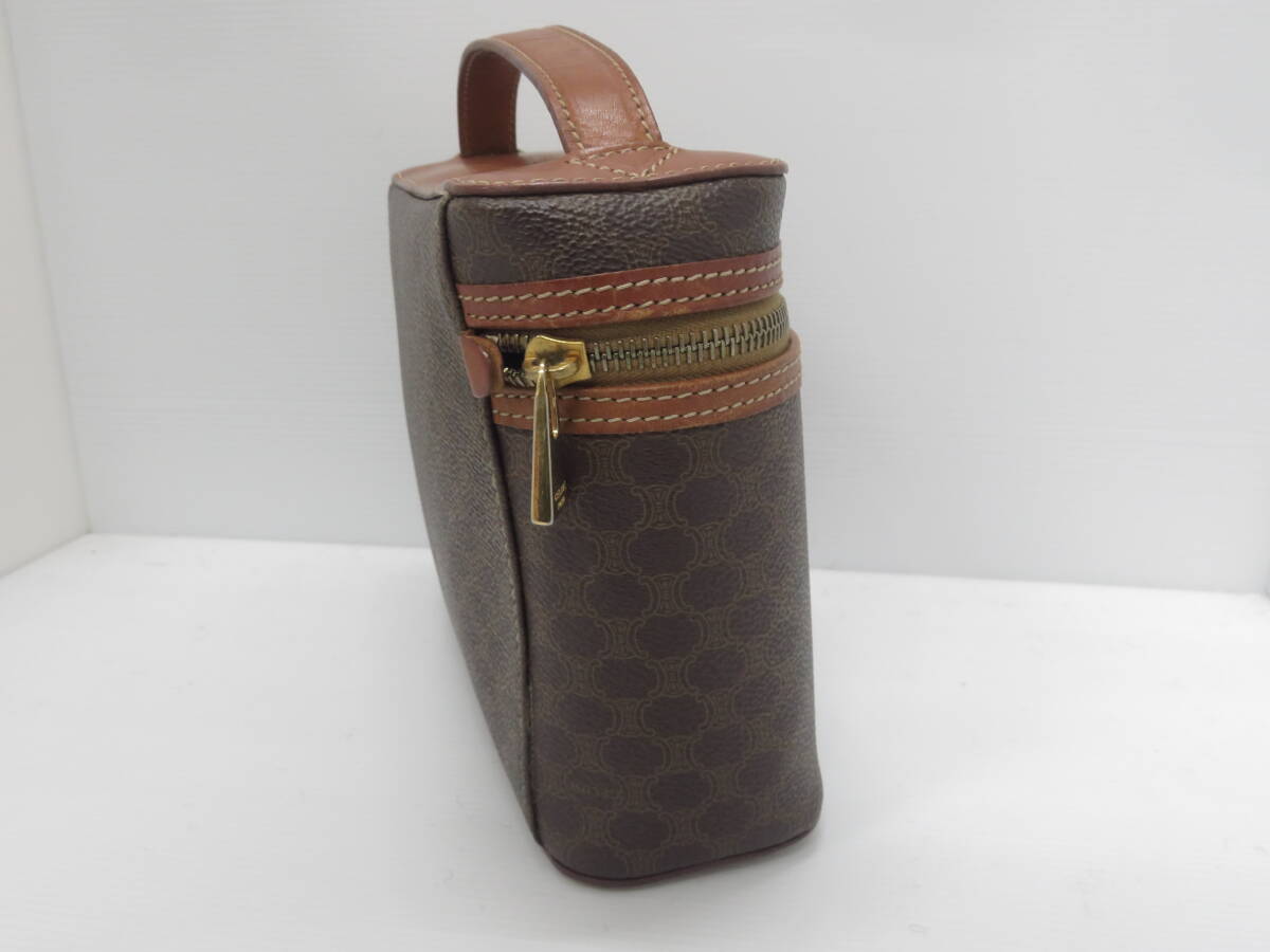 sb87) CELINE MC96 セリーヌ マカダム柄 バニティ メイクポーチ ハンドバッグ コスメ_画像4