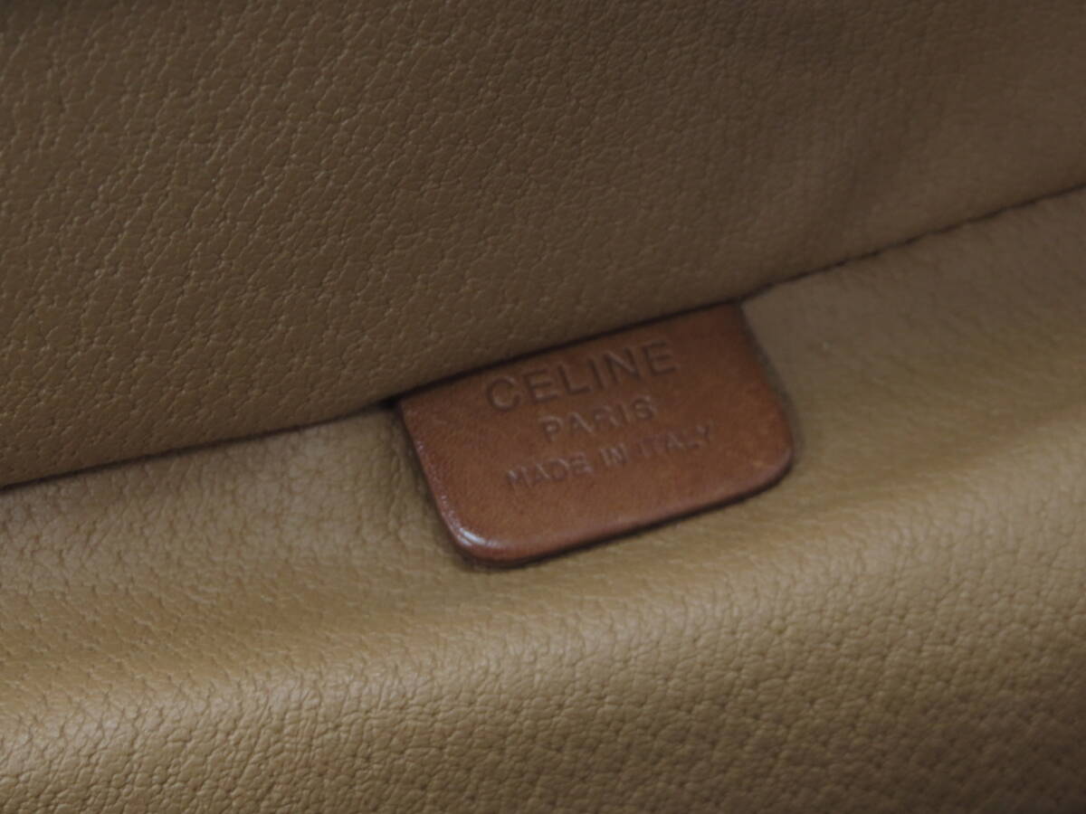 sb87) CELINE MC96 セリーヌ マカダム柄 バニティ メイクポーチ ハンドバッグ コスメ_画像8