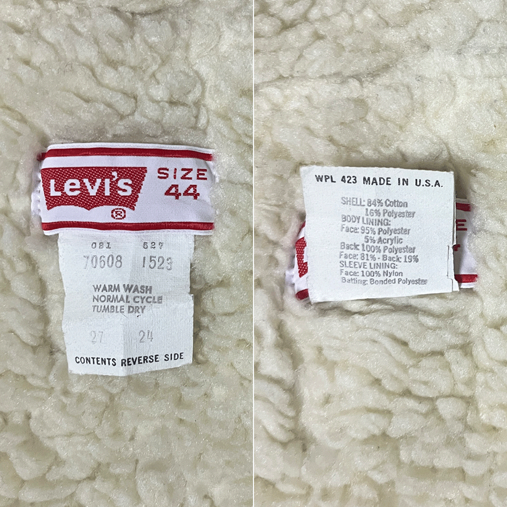 サイズ44 80s USA製 ビンテージ Levis リーバイス 70608-1523 コーデュロイボアジャケット 裏ボア ポケット付き 527 アメリカ製 XL 70505_画像3