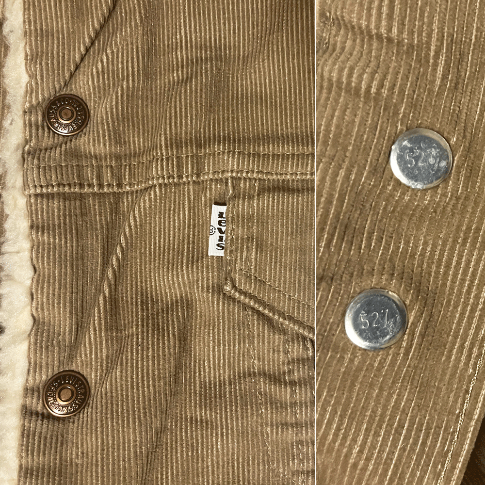 サイズ44 80s USA製 ビンテージ Levis リーバイス 70608-1523 コーデュロイボアジャケット 裏ボア ポケット付き 527 アメリカ製 XL 70505_画像5