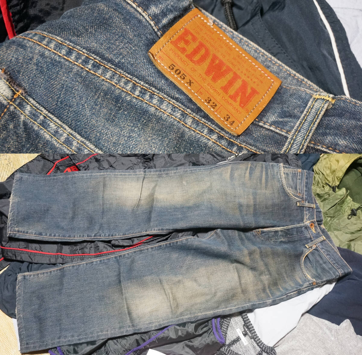 男性用 メンズMサイズ位の洋服 トップスパーカーEDWINジーンズジャージ等 大量まとめ売りセット_画像2