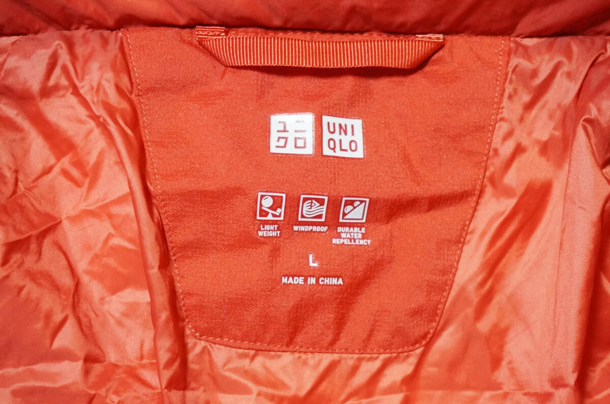 UNIQLO ユニクロ シームレスダウン ジャケット L メンズ 311-409330(84-01) ダウン90% 赤 軽量撥水防風通勤登山_画像4