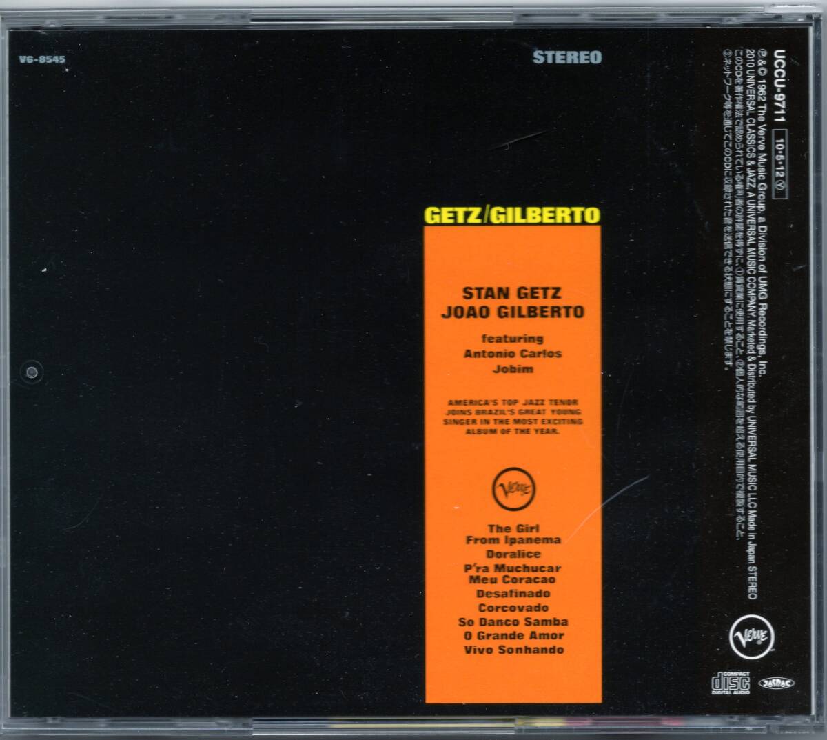 ☆STAN GETZ＆JOAO GILBERTO(スタン・ゲッツ＆ジョアン・ジルベルト)/GETZ/GILBERTO◆63年録音のBossa Novaの歴史的大名盤◇国内盤＆帯付き_画像2