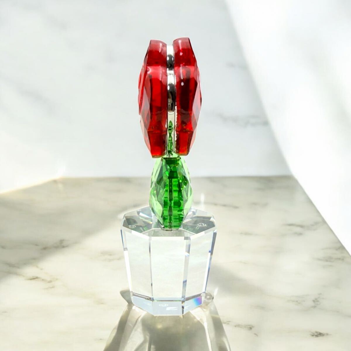 スワロフスキー 置物 フラワー SWAROVSKI バラ 薔薇 インテリア クリスタル 希少品 レア オブジェ_画像3