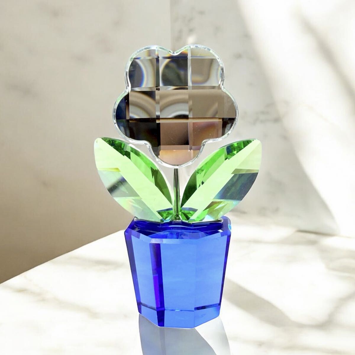 SWAROVSKI 置物 クリスタル Flower 花 希少品 レア ホワイト オブジェ スワロフスキー_画像1