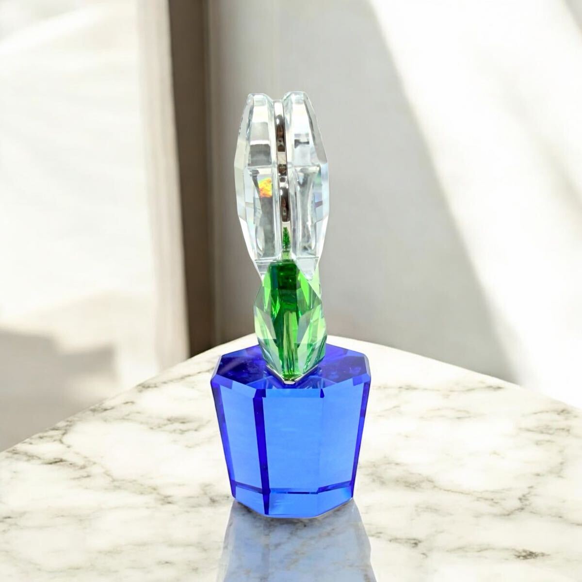 SWAROVSKI 置物 クリスタル Flower 花 希少品 レア ホワイト オブジェ スワロフスキー_画像3