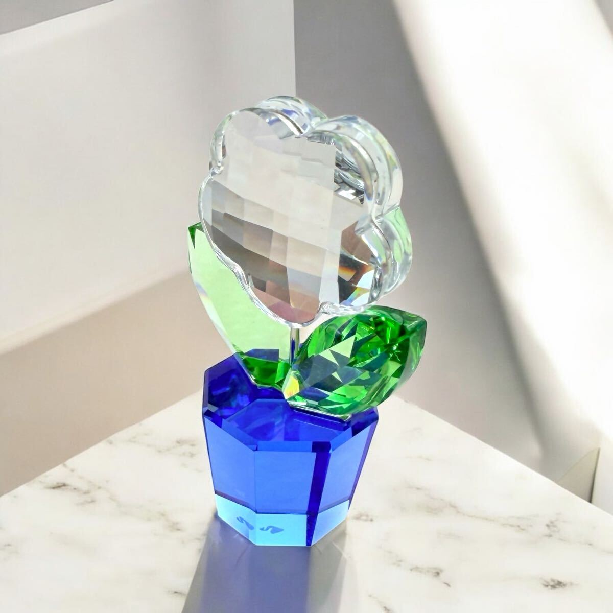 SWAROVSKI 置物 クリスタル Flower 花 希少品 レア ホワイト オブジェ スワロフスキー_画像4