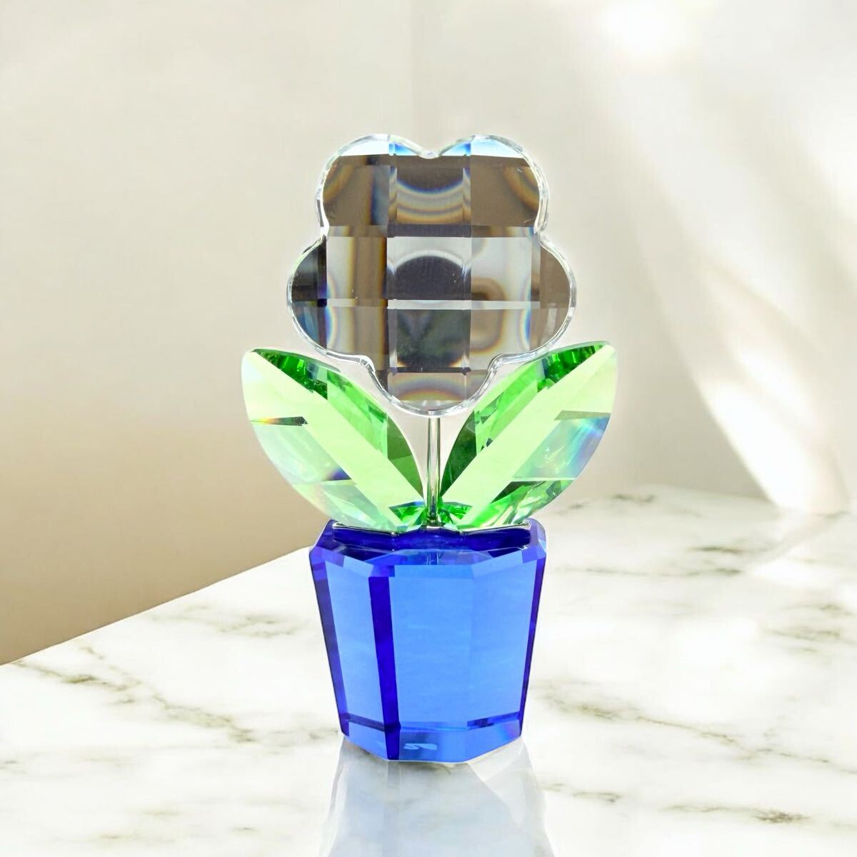 SWAROVSKI 置物 クリスタル Flower 花 希少品 レア ホワイト オブジェ スワロフスキー_画像6