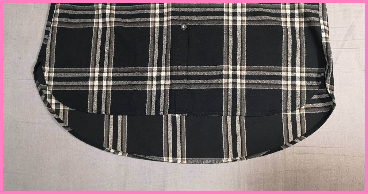 ＢＬＷ‐２６７☆秋冬☆新品☆送料込み☆即決☆ナチュラル系☆少し厚手の綿ネル素材☆M～Ｌサイズ☆ブラウス☆黒×グレー系☆チェック柄_画像5