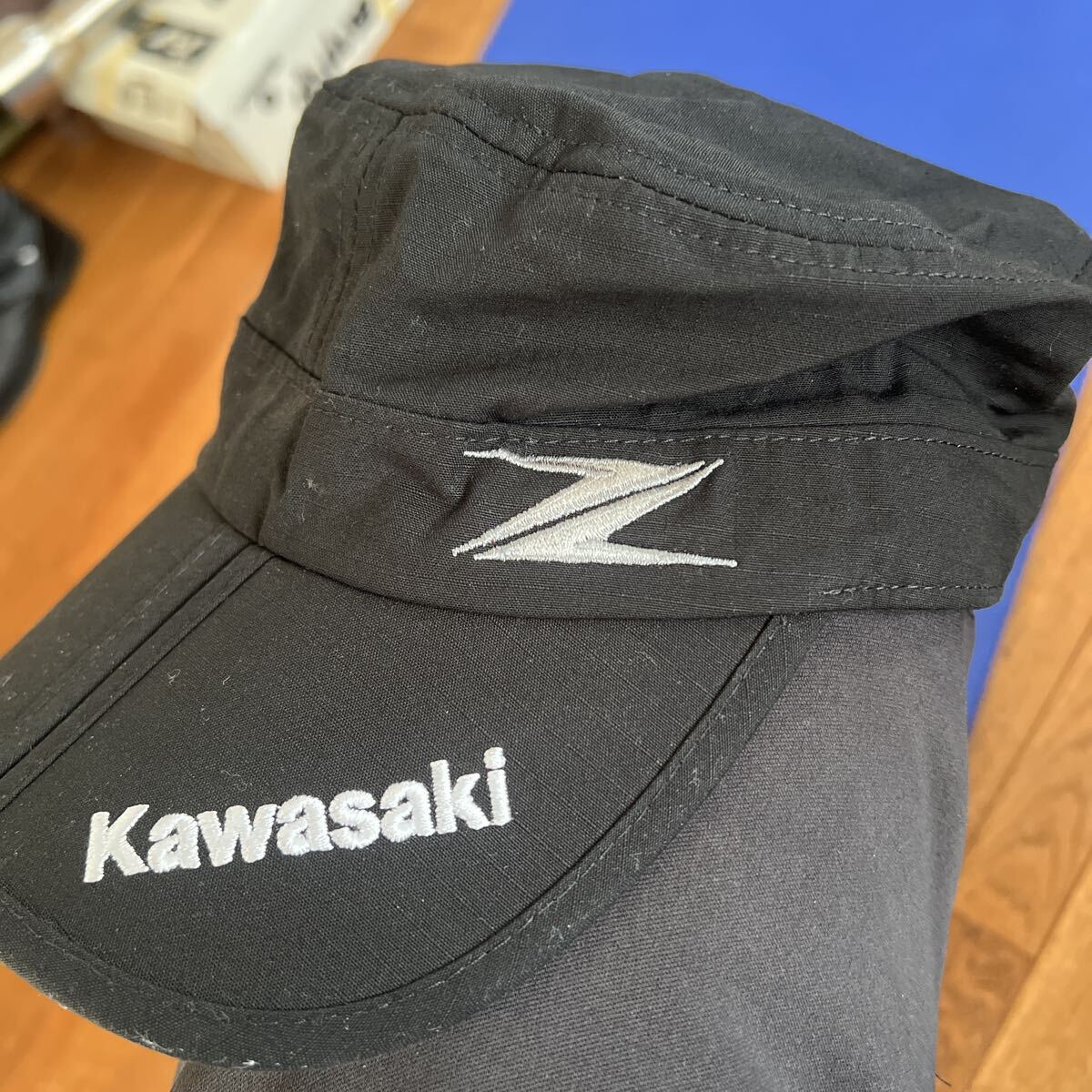 ●KAWASAKI カワサキ Z コットンワークキャップ ブラック ONEサイズ USED品●折りたたみ式_画像2
