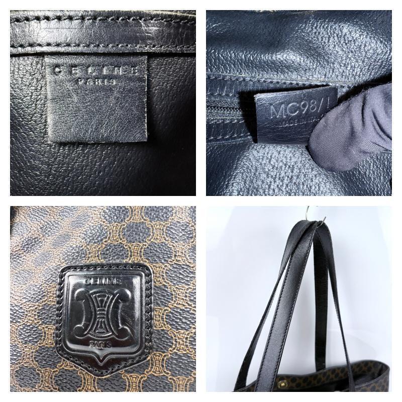 大容量 CELINE セリーヌ トートバッグ PVC 黒マカダム A4可能 トリオンフ トートバッグ 肩掛け ショルダーバッグ ハンドバッグ _画像8