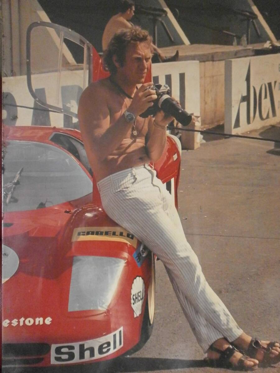 栄光のルマン スティーブマックイーンとフェラーリ 512S 珍品 古いパネルポスター 写真家のオリジナル画像_画像3