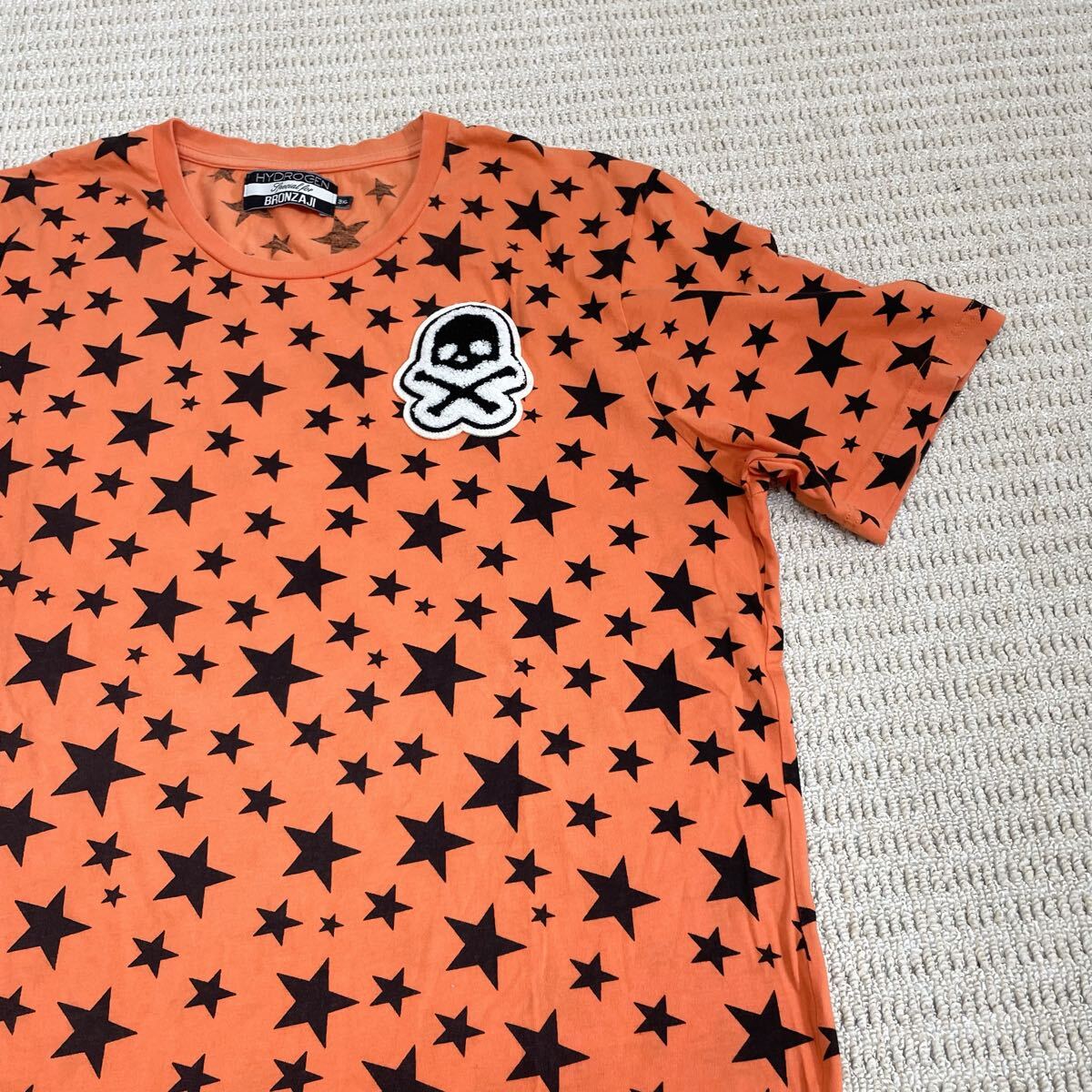 綺麗ハイドロゲン ブロンザージ 半袖Tシャツ オレンジ スター ワンポイント_画像3