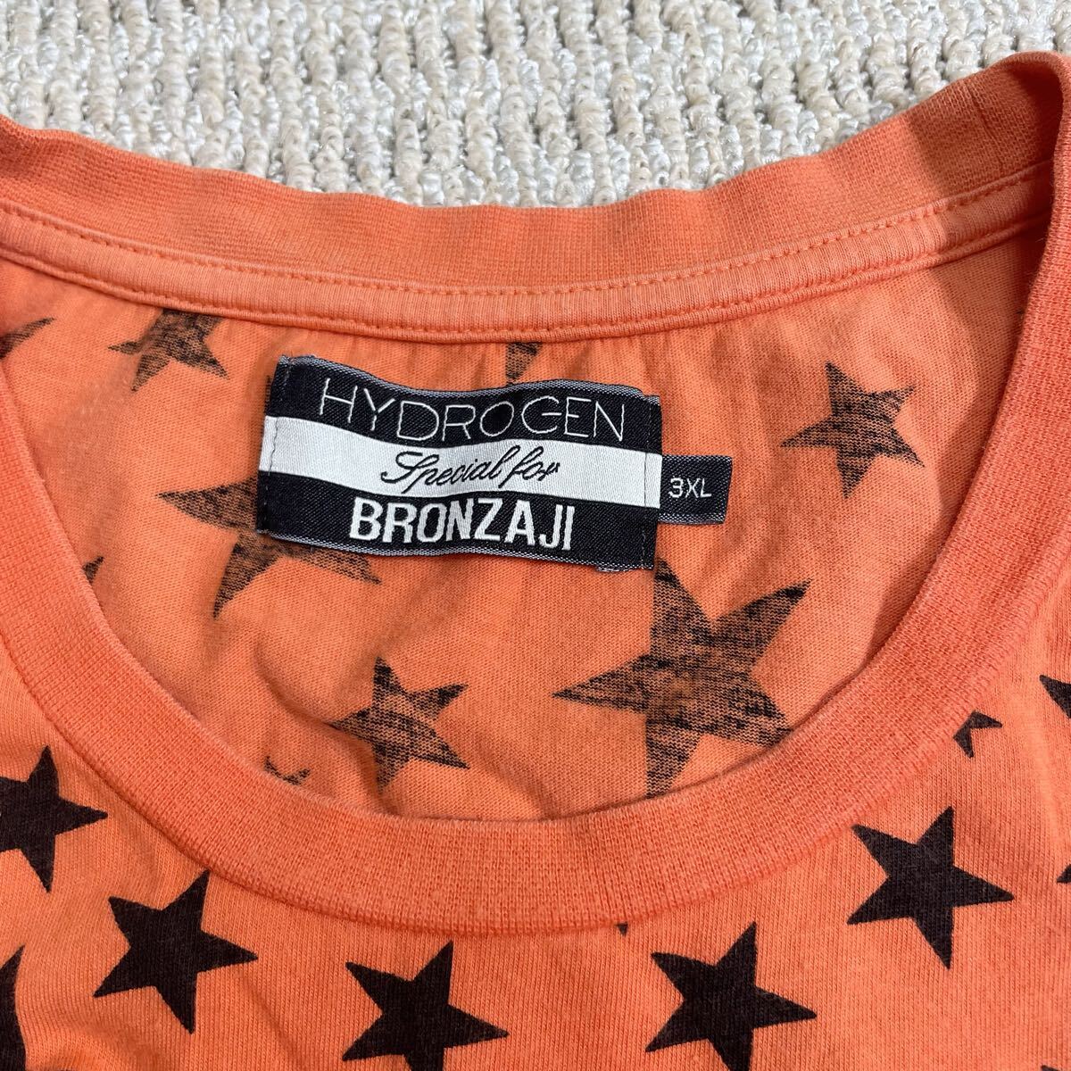 綺麗ハイドロゲン ブロンザージ 半袖Tシャツ オレンジ スター ワンポイント_画像6