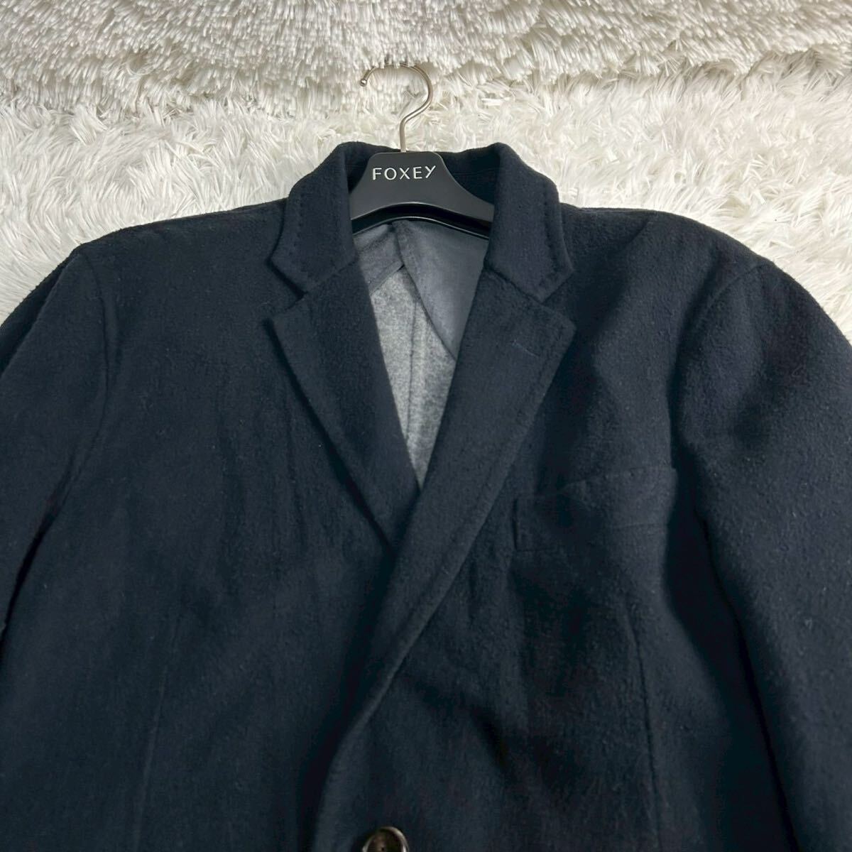 ●極美品/溢れ出る色気◎/L相当 MACKINTOSH LONDON マッキントッシュ ダブルフェイス チェスターコート ウール 起毛 ロング丈 刻印釦 紺 40_画像4