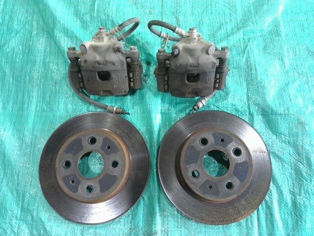 スバル M401F デックス 純正 フロント ブレーキ キャリパー ローター ベンチ 14インチ 左右セット ダイハツ 流用等 ジャンク品_画像1
