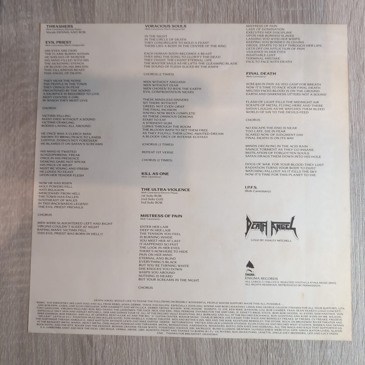 Death Angel「the ultra violence」邦LPレコード 1987年 見本盤 promotion★★thrash heavy metal hard rock デスエンジェル_画像4