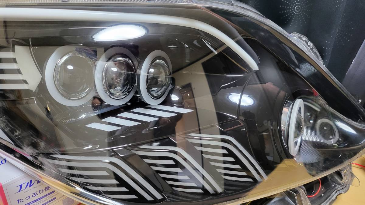 アルファード AFS付きyoutube動画有り ヘッドライト ブラスト加工　アクリルイカリング　8連プロジェクター_画像7