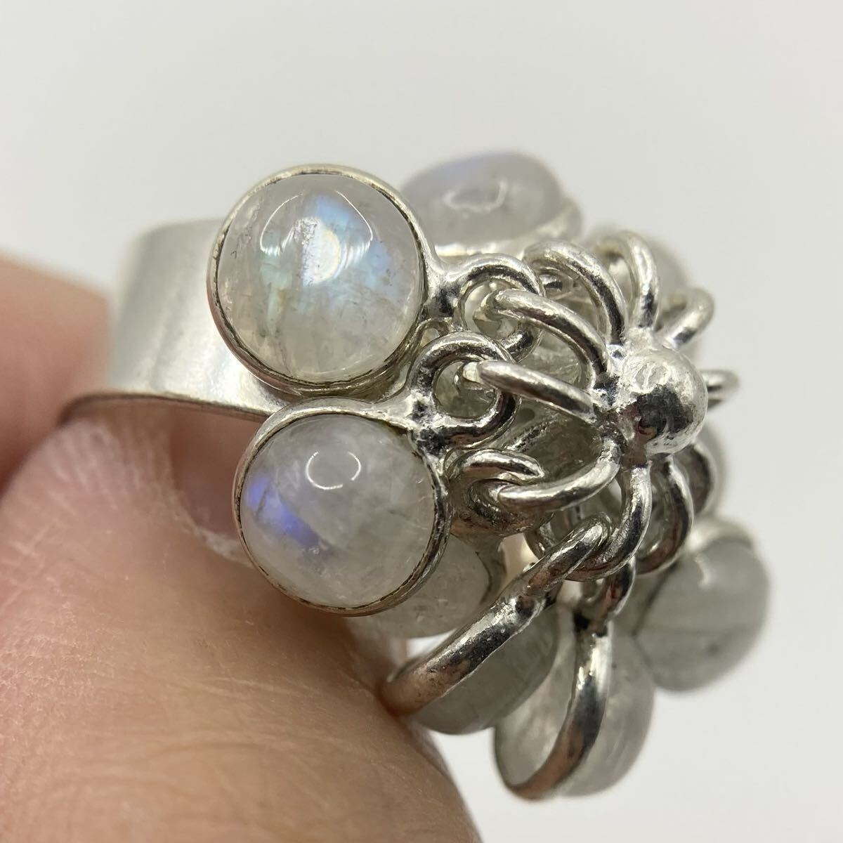 天然石★14号15号★ブルームーンストーンのシャラシャラリング★レディースメンズ指輪シルバー925刻印エスニックアジアン雑貨新品Y-RSHOP_画像3