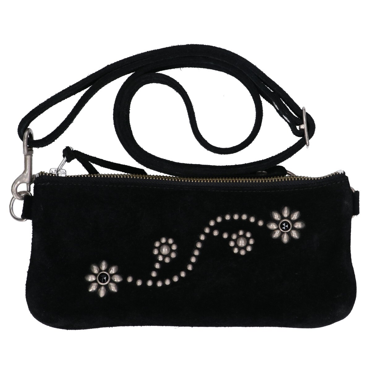 HTC エイチティーシー 24SS Suede Shoulder Purse スタッズ スエード ショルダー パース ブラック レディース_画像2