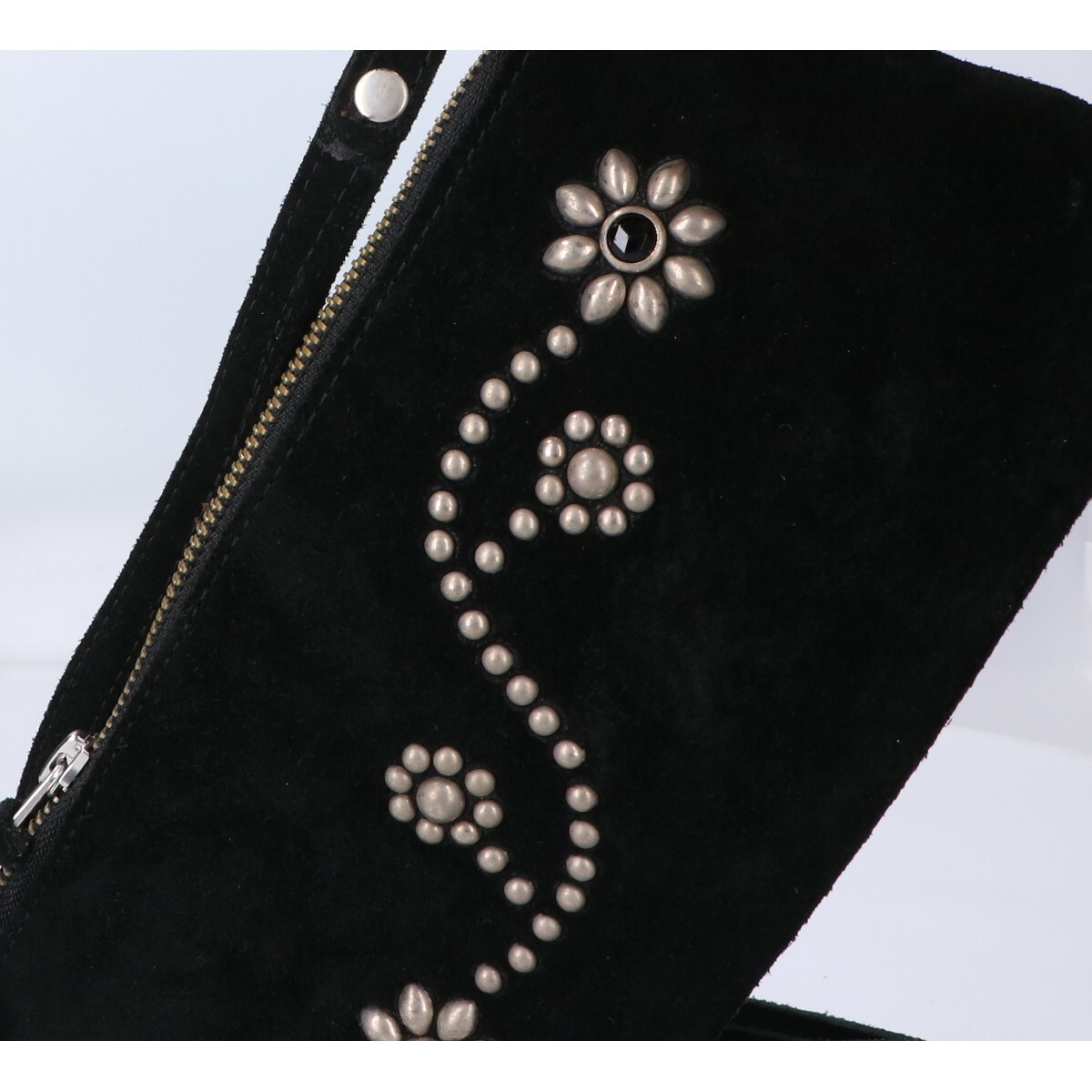 HTC エイチティーシー 24SS Suede Shoulder Purse スタッズ スエード ショルダー パース ブラック レディース_画像9