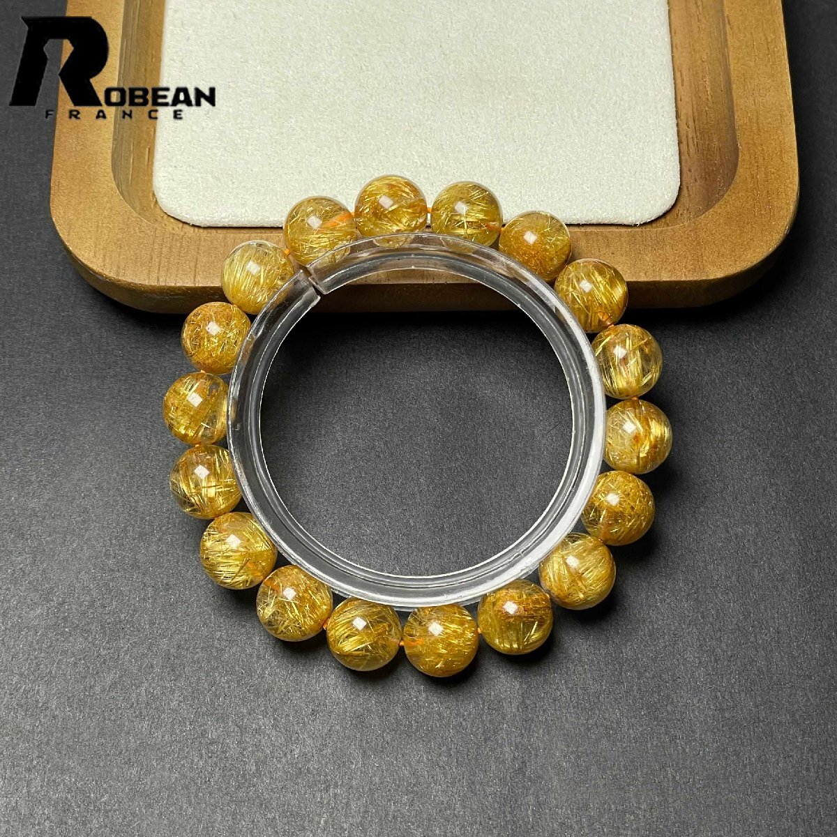 上品 EU製 定価90万円★ROBEAN・極!極満針ルチルクォーツ★ブレスレット パワーストーン 天然石 金運 お守り 10.8-11.2mm D0922522_画像2