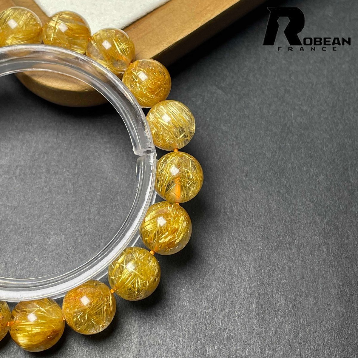 上品 EU製 定価90万円★ROBEAN・極!極満針ルチルクォーツ★ブレスレット パワーストーン 天然石 金運 お守り 10.8-11.2mm D0922522_画像6