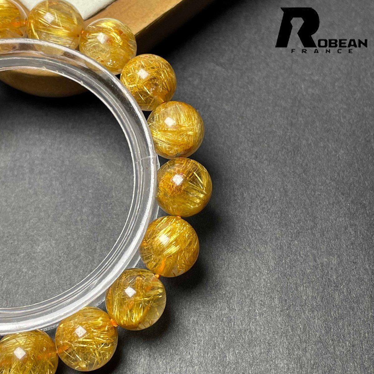 上品 EU製 定価90万円★ROBEAN・極!極満針ルチルクォーツ★ブレスレット パワーストーン 天然石 金運 お守り 10.8-11.2mm D0922522_画像8