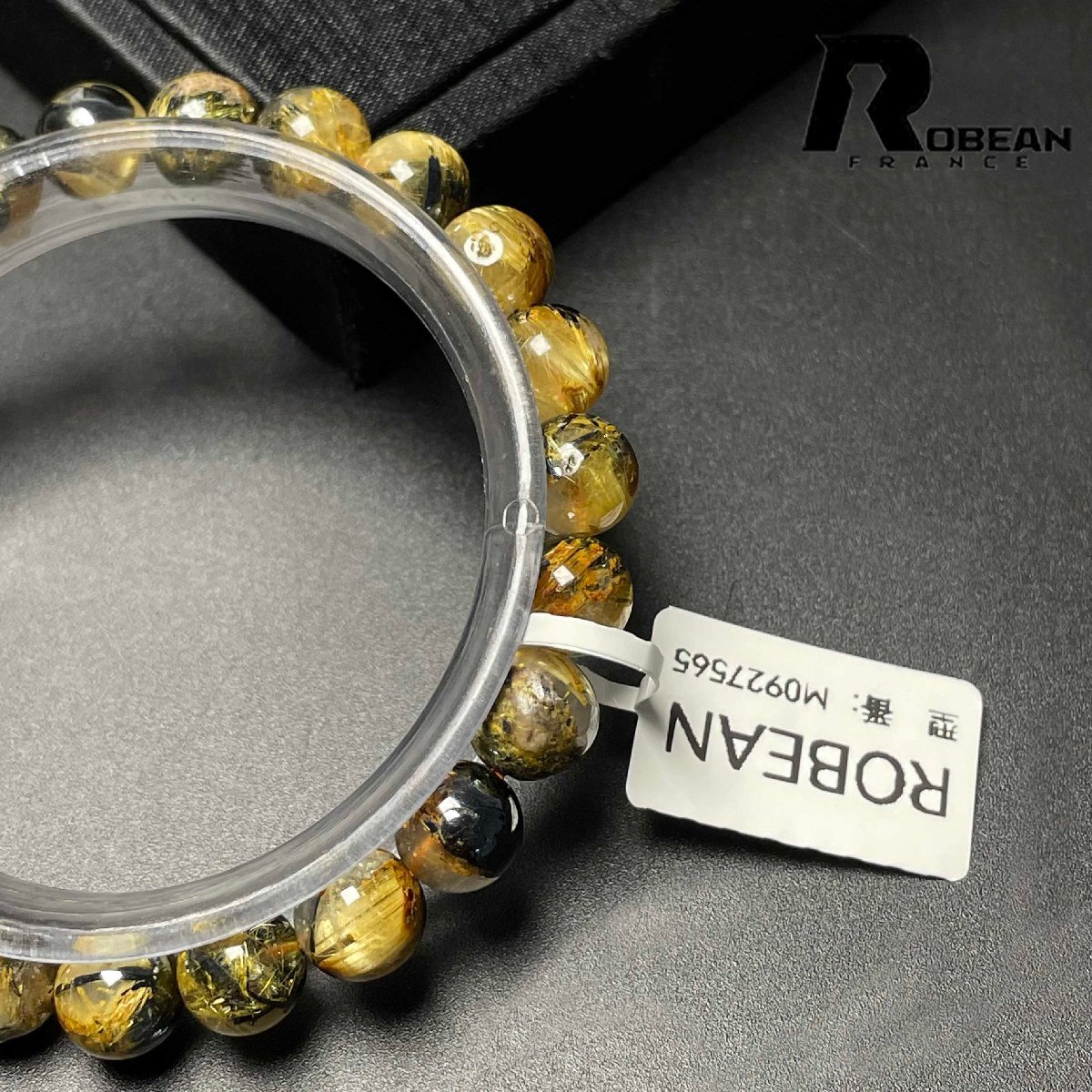 夢色 EU制 定価10萬円★ROBEAN?太陽花タイチンルチル★黃金針?biāo)?金運(yùn) 開運(yùn) ゴールド ブレスレット パワーストーン 8.3-8.7mm M0927565