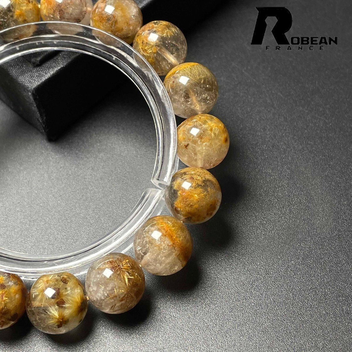 貴重 EU製 定価13万円★ROBEAN・ガーデンフラワータイチンルチル★ブレスレット パワーストーン 天然石 金運 お守り 11.8-12.5mm M1015727_画像5