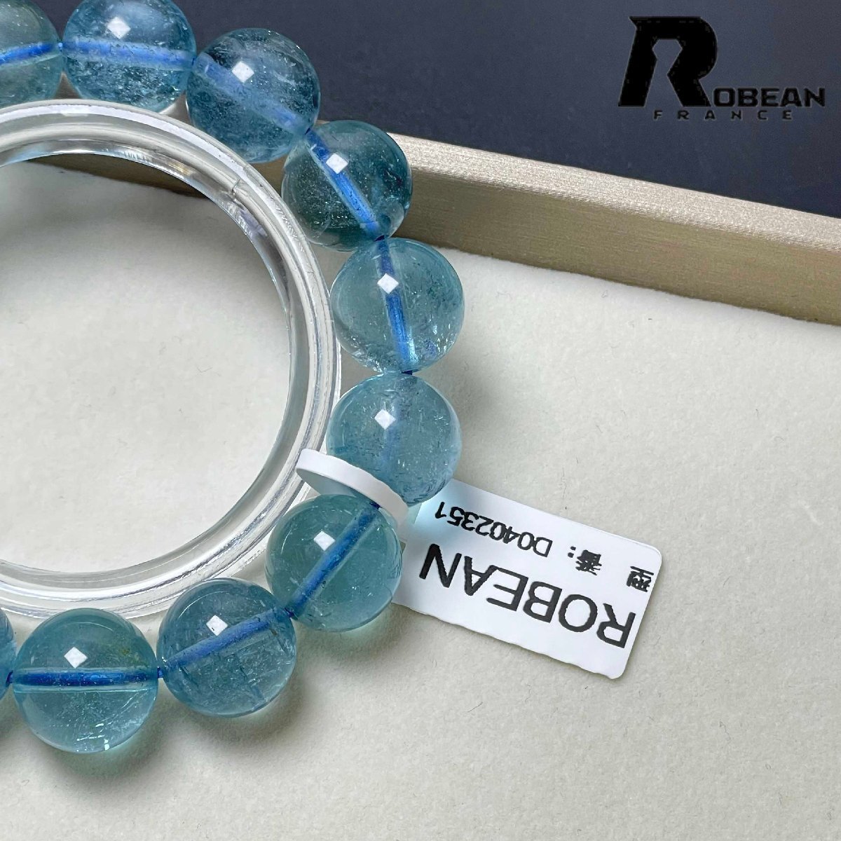 上級 EU製 定価80万円★ROBEAN・スターブラックアクアマリン★パワーストーン ブレスレット 天然石 原石 綺麗 お守り 13.4-13.8mm D0402351_画像8