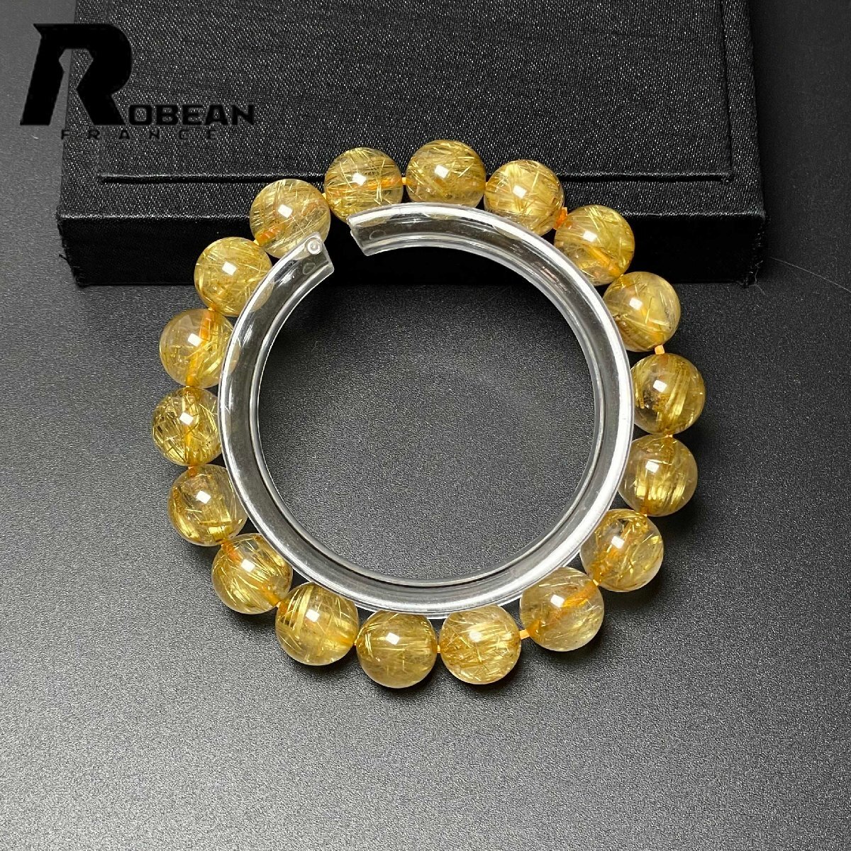 上品 EU製 定価33万円★ROBEAN・極!極満針ルチルクォーツ★ブレスレット パワーストーン 天然石 綺麗 金運 お守り 10.9-11.4mm M0722876_画像1