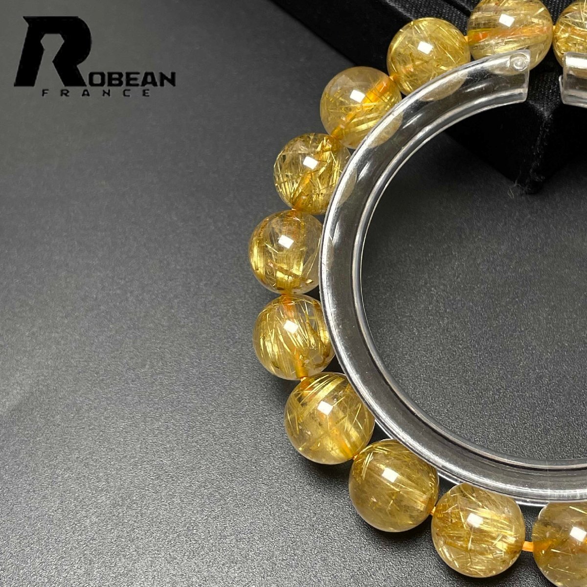 上品 EU製 定価33万円★ROBEAN・極!極満針ルチルクォーツ★ブレスレット パワーストーン 天然石 綺麗 金運 お守り 10.9-11.4mm M0722876_画像6