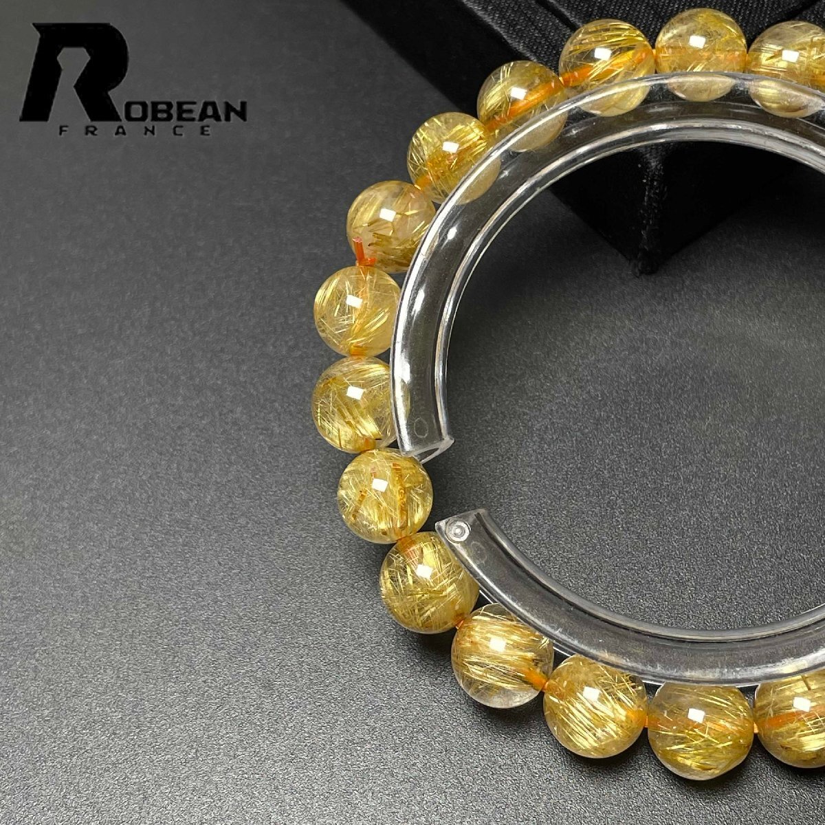 上級 EU製 定価23万円★ROBEAN・極!極満針ルチルクォーツ★ブレスレット パワーストーン 天然石 金運 お守り 8.8-9.4mm M0722919_画像5