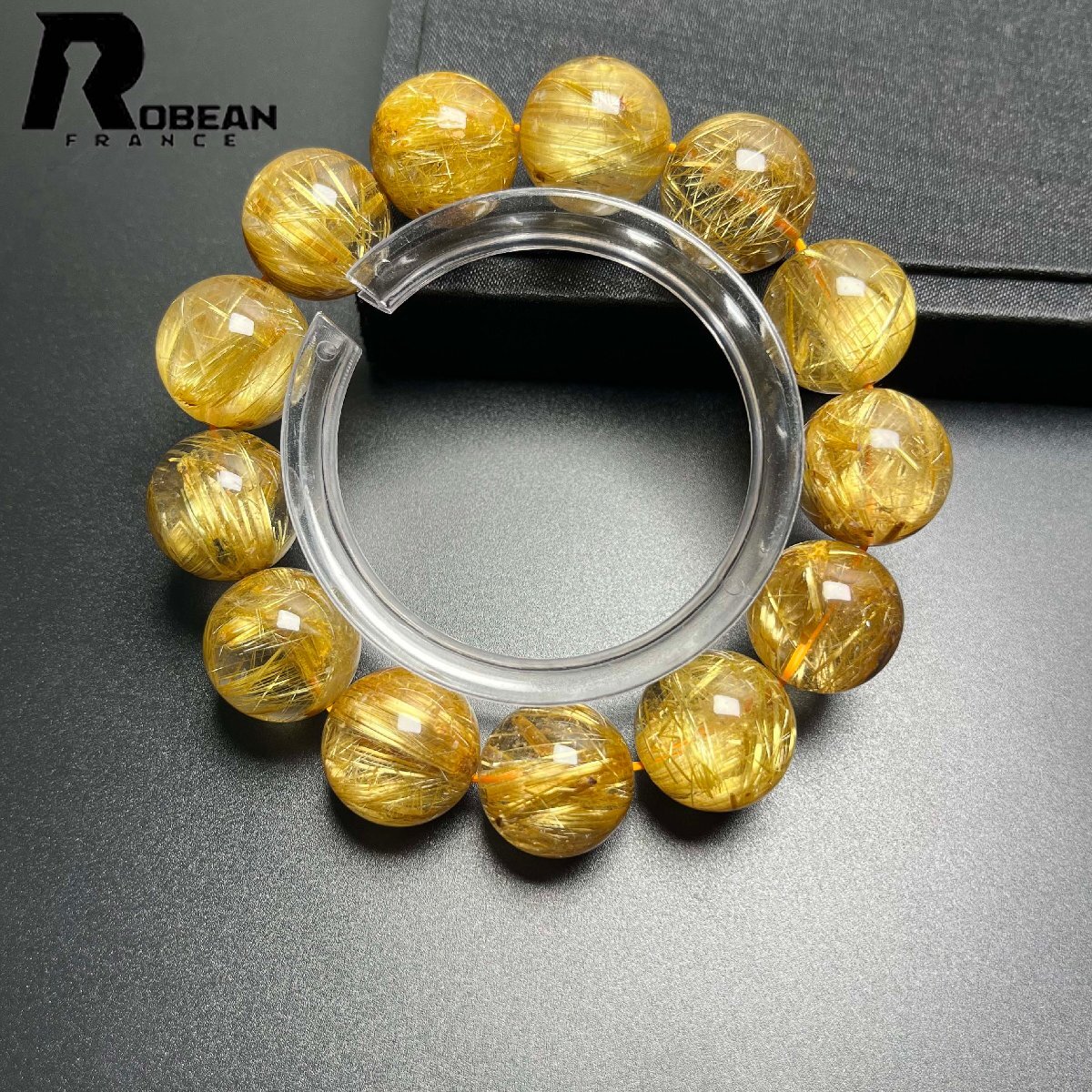 上級 EU製 定価297万円★ROBEAN・極!極満針ルチルクォーツ★ブレスレット パワーストーン 天然石 綺麗 金運 お守り 16.7-17.4mm D0922514_画像3