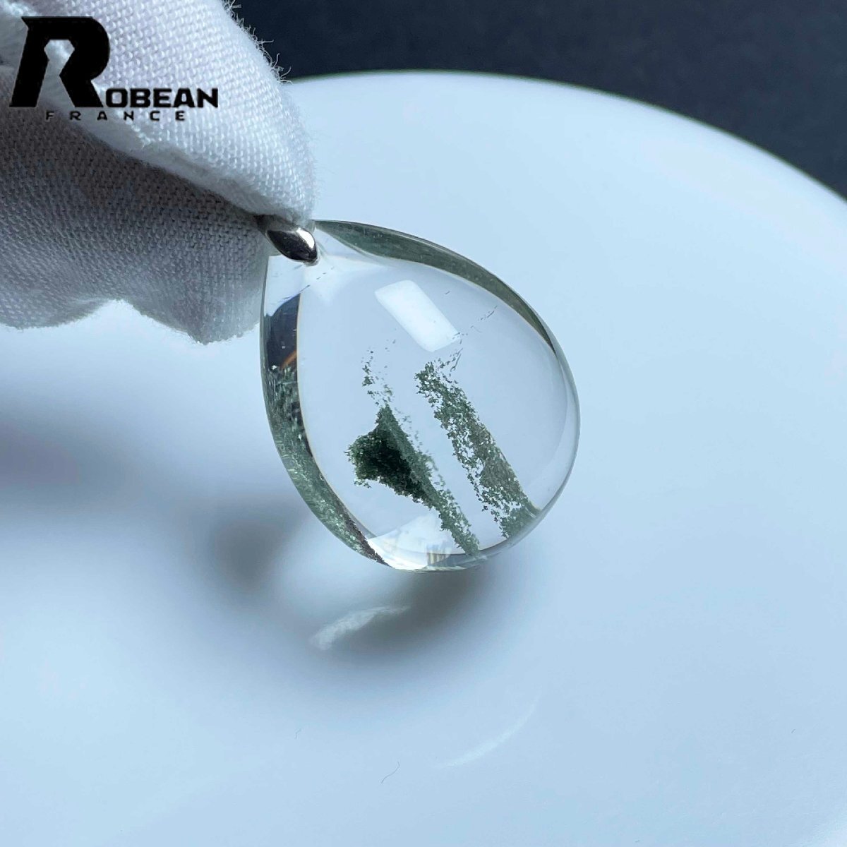 上級 EU製 定価8万円★ROBEAN・グリーンファントム・ペンダント★パワーストーン 天然石 金運 浄化 綺麗 34.5*25.6*17.2mm D0310202_画像2