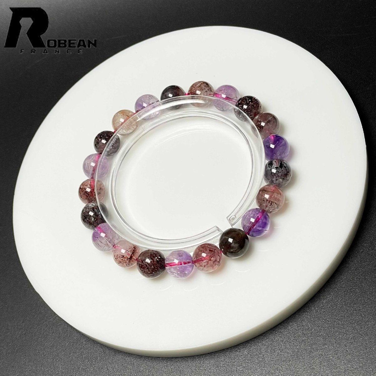 高級 EU製 定価13万円★ROBEAN・スーパーセブン★パワーストーン ブレスレット 天然石 綺麗 お守り ギフト 8.8-9.2mm M0729090_画像3