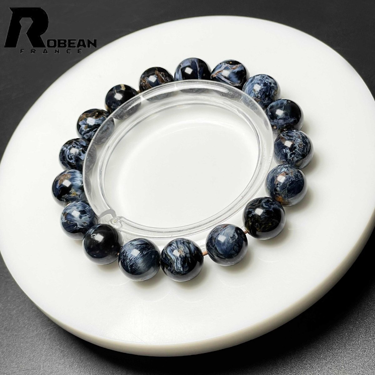 上品 EU製 定価37万円★ROBEAN・ピーターサイト★アクセサリー ブレスレット ブルー 天然石 お守り 約11.3-11.7mm D1020811_画像10