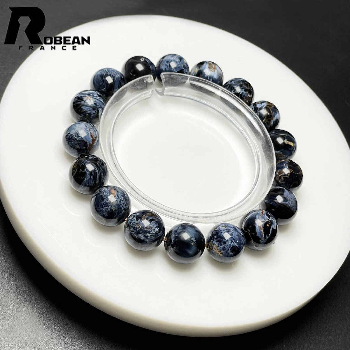 上品 EU製 定価37万円★ROBEAN・ピーターサイト★アクセサリー ブレスレット ブルー 天然石 お守り 約11.3-11.7mm D1020811_画像1