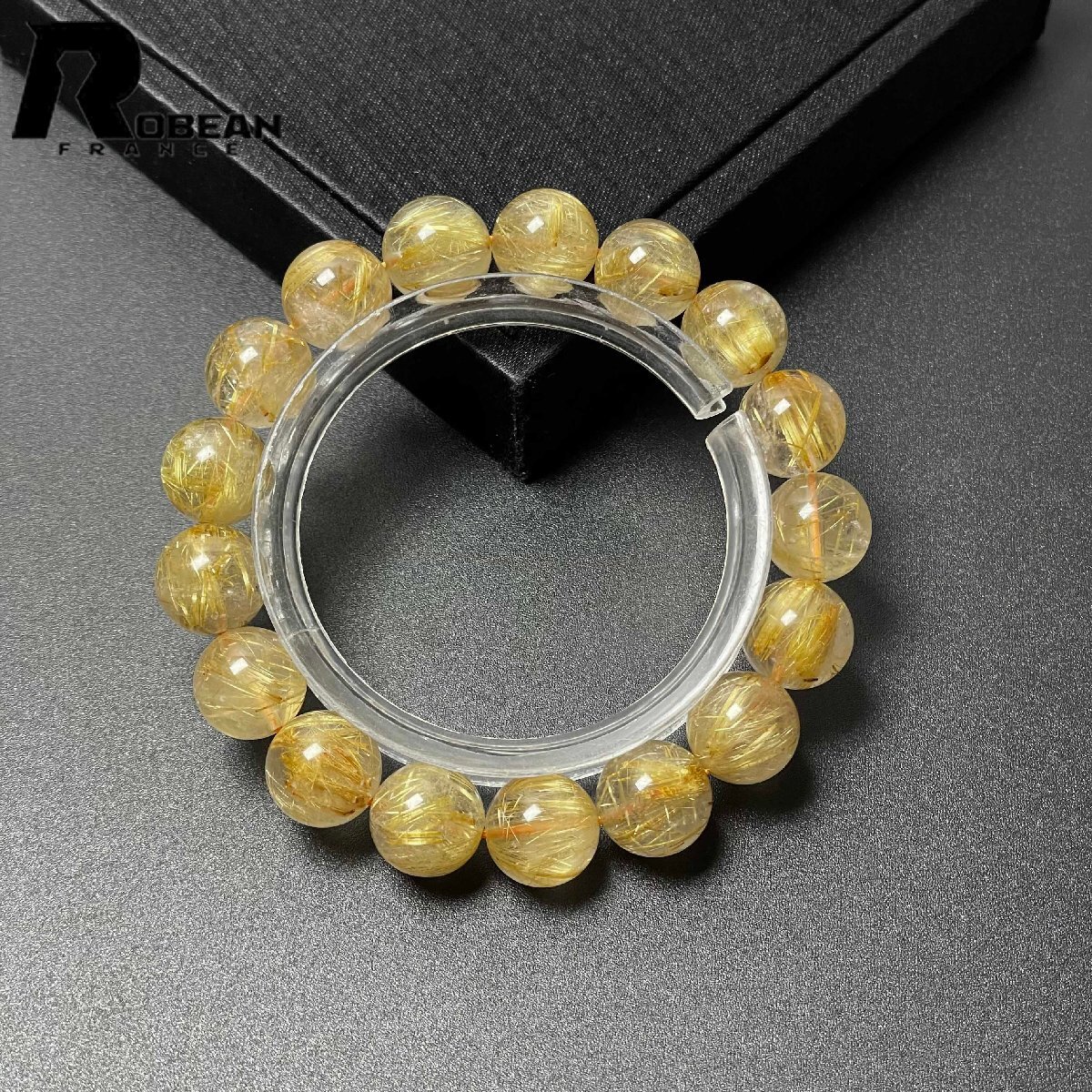 綺麗 EU製 定価20万円★ROBEAN・極!極満針ルチルクォーツ★ブレスレット パワーストーン 天然石 金運 お守り 11.8-12.2mm M0527330_画像2