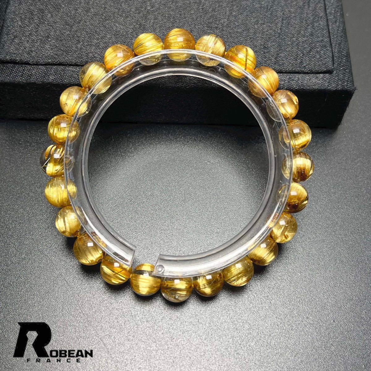 絶賛 EU製 定価208万円★ROBEAN・極!極満針ルチルクォーツ★猫目 ブレスレット パワーストーン 天然石 金運 お守り 7.8-8.3mm D0401772_画像3