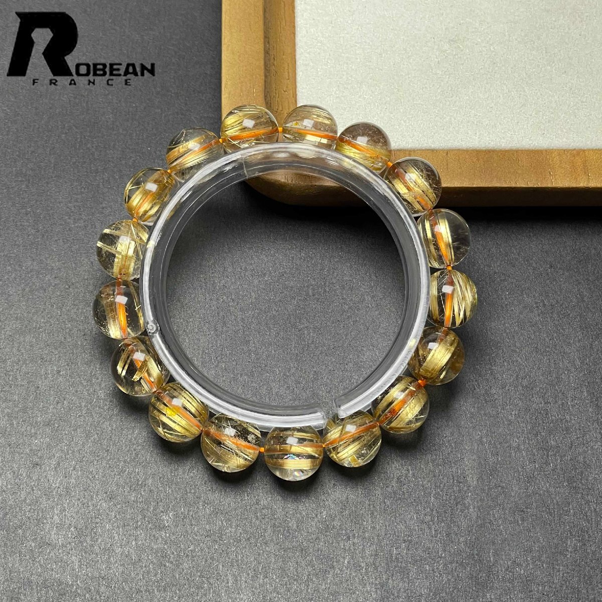 上級 EU製 定価177万円★ROBEAN・極!極満針ルチルクォーツ★ブレスレット パワーストーン 天然石 金運 お守り 11.9-12.6mm D0922534_画像6