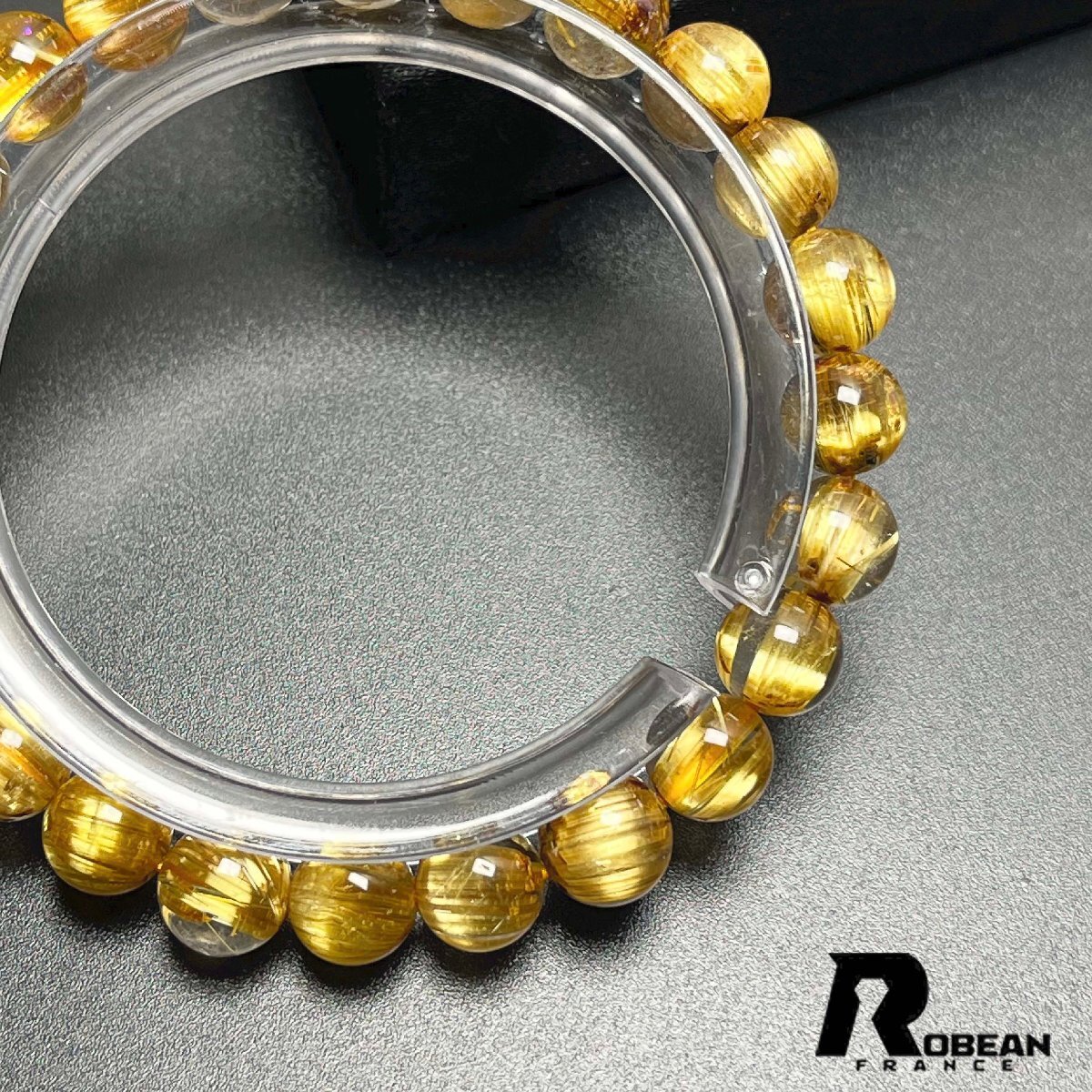 絶賛 EU製 定価208万円★ROBEAN・極!極満針ルチルクォーツ★猫目 ブレスレット パワーストーン 天然石 金運 お守り 7.8-8.3mm D0401772_画像6