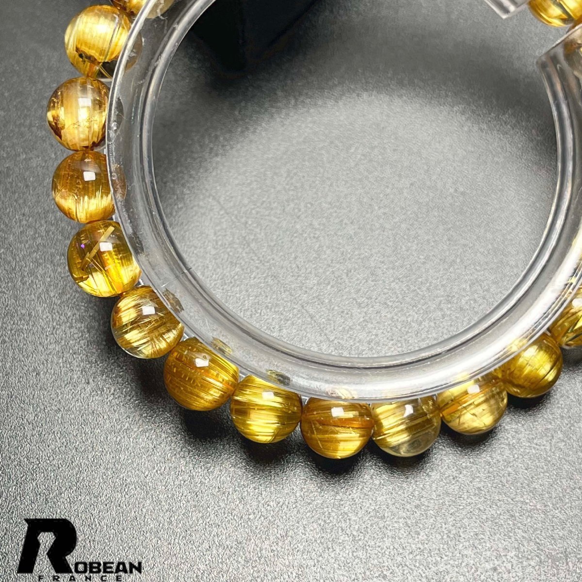 絶賛 EU製 定価208万円★ROBEAN・極!極満針ルチルクォーツ★猫目 ブレスレット パワーストーン 天然石 金運 お守り 7.8-8.3mm D0401772_画像4