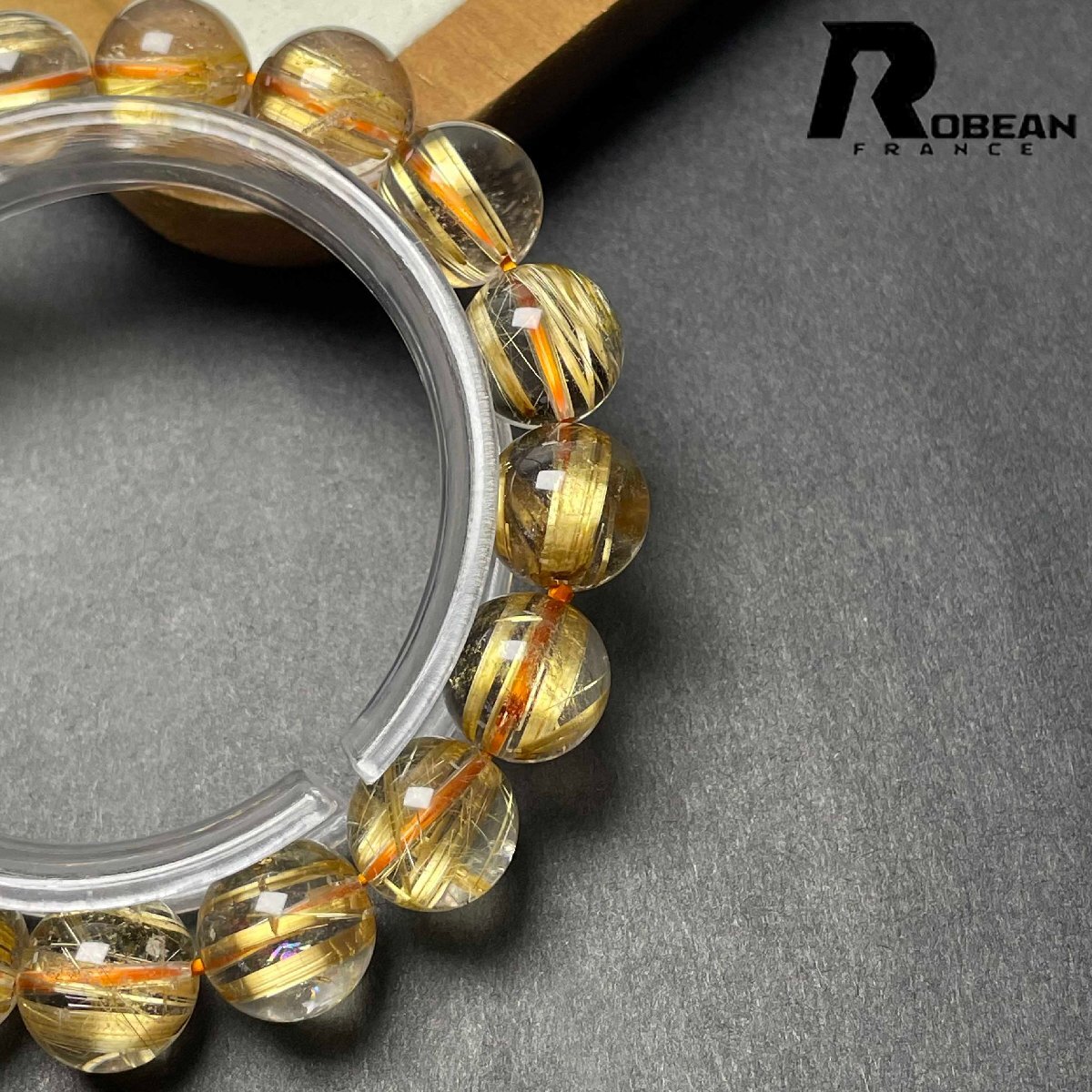上級 EU製 定価177万円★ROBEAN・極!極満針ルチルクォーツ★ブレスレット パワーストーン 天然石 金運 お守り 11.9-12.6mm D0922534_画像9