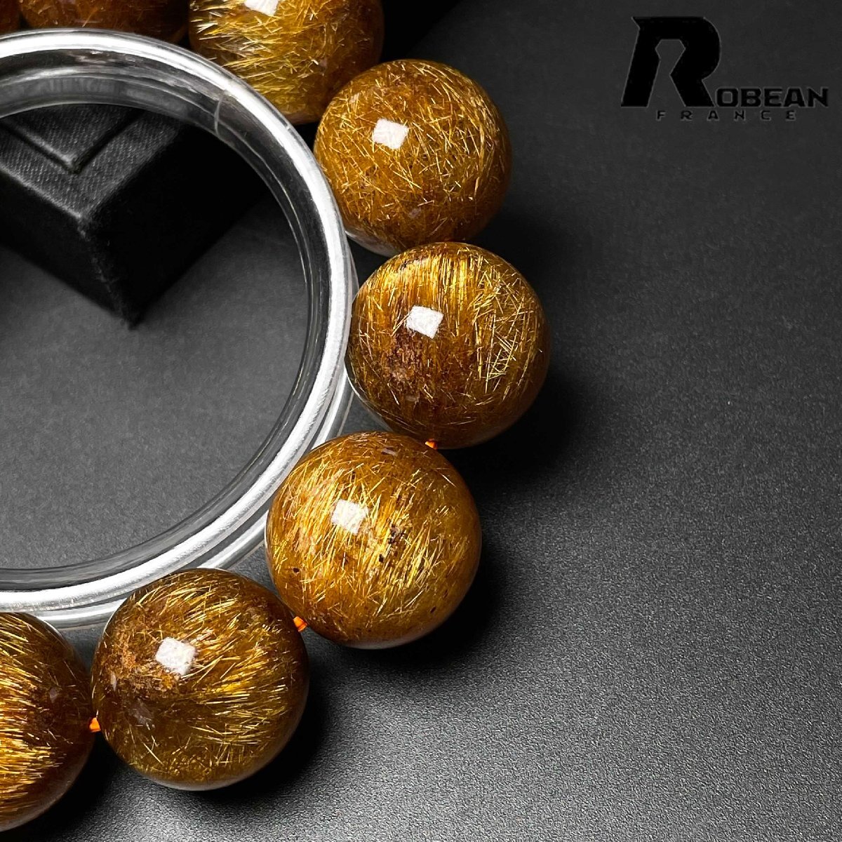 逸品 EU製 定価257万円★ROBEAN・銅髪ルチルクォーツ★ブレスレット パワーストーン 天然石 綺麗 金運 お守り 19.6-20.4mm D1011666_画像4
